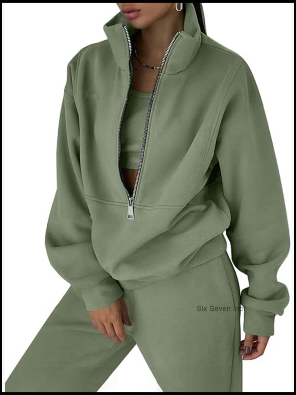 Half Zip Pullover Sweatshirt Joggers Set 2 Piece Cotton Polyester Tracksuit